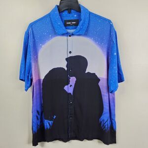 Homme + Femme Mens Short Sleeve Spring 2020 Starry Night Button Down Shirt M
